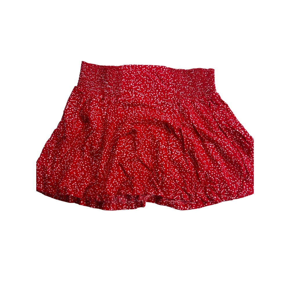 Gap Red Polka Dot Smocked Waist Mini Skirt S Western Boho Vaction Twee Beach‎